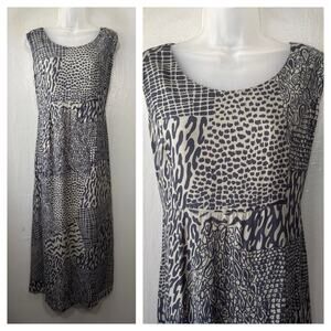 Malu Dress Size 4 Navy Gray Animal Print Patchwork Summer Vacation Hawaiian